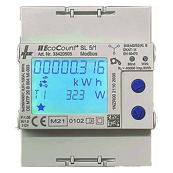 NZR Elektr.Hutschienenzähler 5//1A M-Bus, MID EcoCount SL#33420405